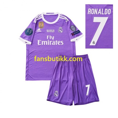 Fotballdrakt Real Madrid Cristiano Ronaldo 7 2016 Barn Retro Bortetrøye Kortermet